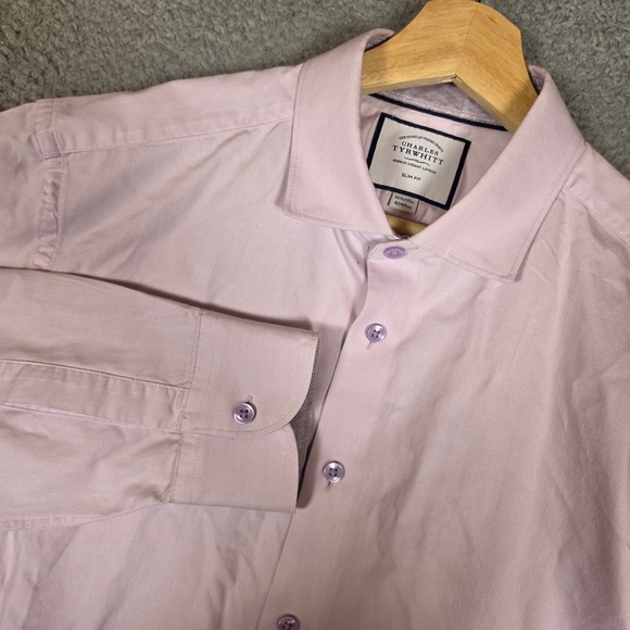 Charles Tyrwhitt Other - Charles Tyrwhitt Dress Shirt Mens 16.5/35 Pink Good Slim Fit Long‎ Sleeve Dobby